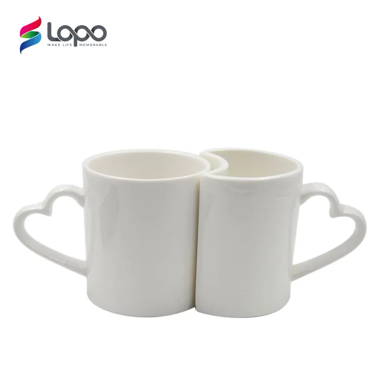 Atacado Dia Dos Namorados Presente Casais Especiais Amante Cerâmica Branco Em Branco Caneca Copos Sublimação Canecas Heart Handle