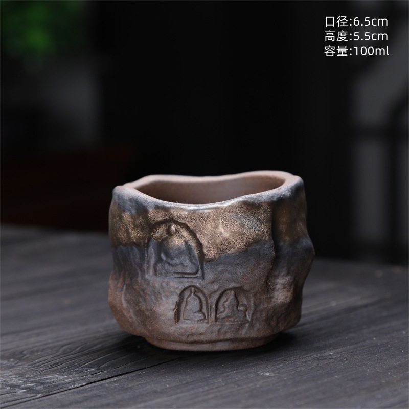 120 ml - 414-b vieille boue de roche-dunhuang tasse à pincer à la main 100 ml