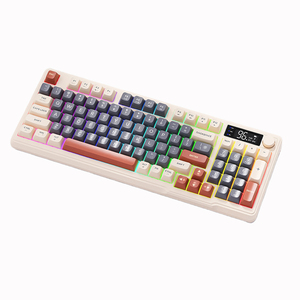 Free Wolf M96 Wireless <strong>Bluetooth</strong> Dual-mode Mechanical Touch <strong>Keyboard</strong> PBT Ball Cap <strong>With</strong> Display Knob Gaming <strong>Keyboard</strong>