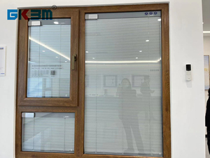 European Style Solar Power Supply Voice/Remote Coltrol 72 Walnut Lamination UPVC Casement <strong>Windows</strong> <strong>with</strong> <strong>Built</strong>-in Louvre - Product Image 2
