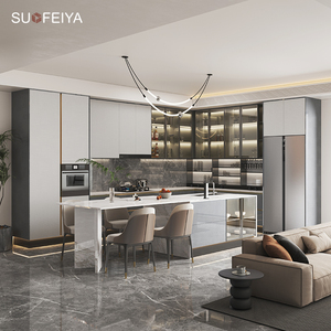 Suofiya מותאם אישית איטלקית גבוהה גלוס uv לכה לאקל אחסון ארון כיור בסיס זכוכית mdf מרכז האי כלול
