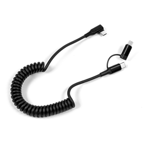 Logo Gift <strong>2</strong> <strong>in</strong> <strong>1</strong> PD60W Telescoping Spring Nylon Braided L Shape Elbow Data Cable Fast Charging Phone Charger for Type-c/8 PIN - Product Image 1