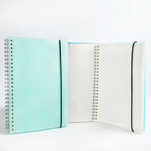 <strong>Custom</strong> Green Spiral <strong>Notebook</strong> Journal A5 PU PVC Plastic Cover with <strong>Elastic</strong> Closure <strong>Strap</strong> Inside Grid Paper Notepad for Writing - Product Image 5