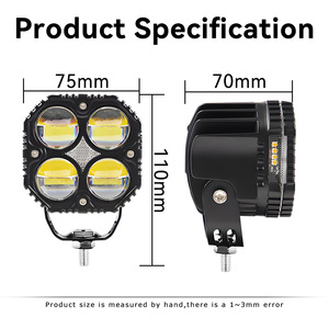 LELANPU <strong>40W</strong> Squared <strong>LED</strong> <strong>12V</strong> 24V <strong>LED</strong> Work Lights Motorcycle Light <strong>LED</strong> Lens Spotlight With Side Light for Bikes Moto - Product Image 2