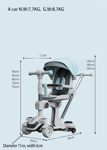 Multi-Functional <strong>5</strong>-in-<strong>1</strong> Children's Toy <strong>Scooter</strong> with Three PU Wheels Foldable for Infants &amp; Toddlers Aged <strong>1</strong>-3 for Outdoor Play - Product Image 6