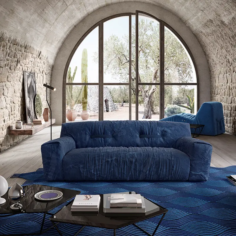 Conjunto de sofás Divano de tela de alta gama, sofá de estilo Argo, para sala de estar, 3 plazas, hecho a medida