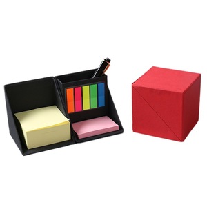 Papelería pequeño cubo reciclado Bloc de notas caja de notas adhesivas con portalápices - Product Image 5