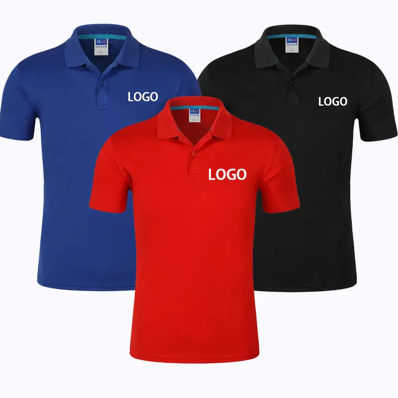 Polo deportivo para hombre, de secado rápido, en blanco y rojo, personalizado, barato