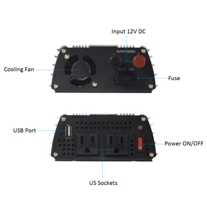 Inversor de onda sinusoidal modificada por E-LION, 400W, CC de 12 V o CC de 24 V, entrada a ca de 110V, salida de 60Hz con enchufes duales y USB - Product Image 6
