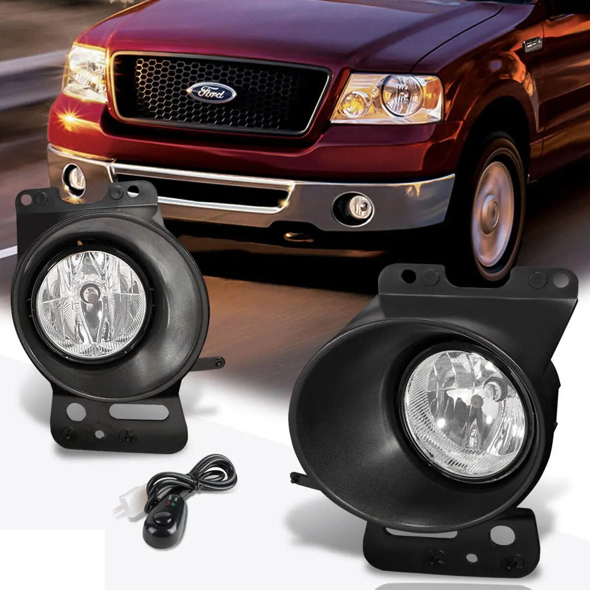 PAR DE LÂMPADAS DE NEVOEIRO PARA LÂMPADAS DE NEVOEIRO CROMADAS PARA FORD F150 LINCOLN MARK LT 2006-2008 Nevoeiro/luzes de condução DRL