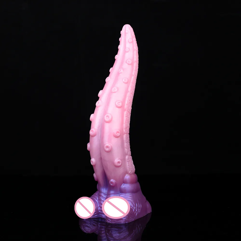 FAAK Silicone fantaisie pieuvre tentacule Animal forme incurvée Plug Anal g-spot stimuler avec ventouse sexe Massage jouets sexuels pour femmes