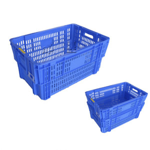 Plastic Turnover Box <strong>Nested</strong> <strong>and</strong> <strong>Stacked</strong> <strong>Crate</strong> Reusable Heavy Duty Mesh Type <strong>Crate</strong> for Fruit Vegetable Agriculture Industrial