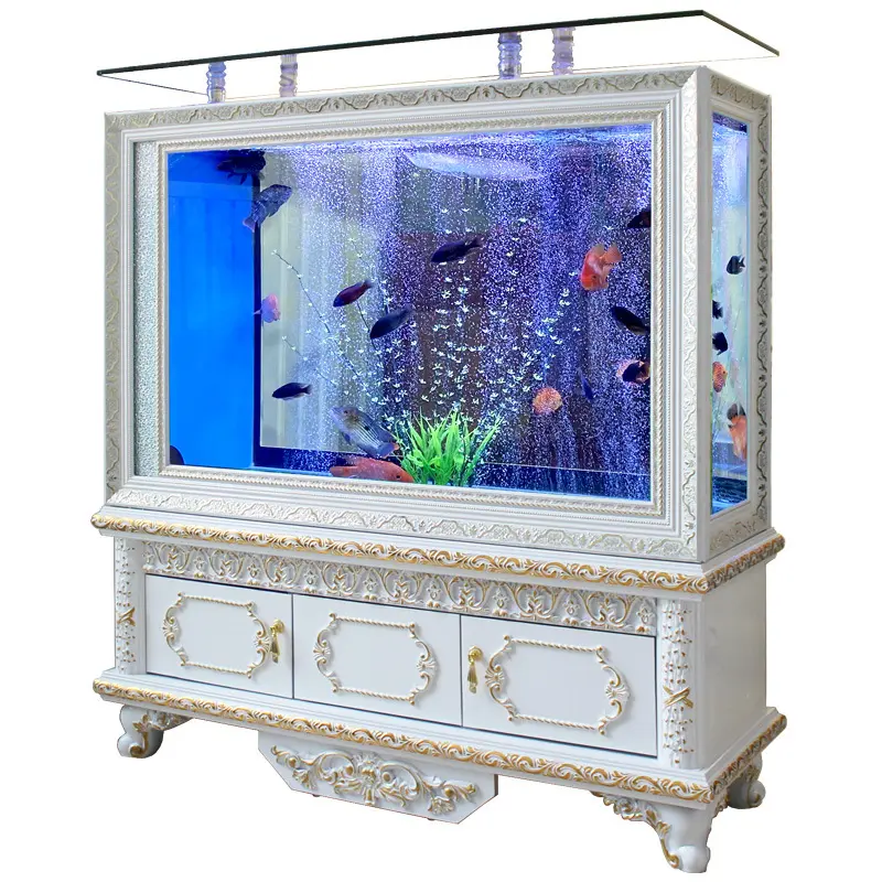 Armario para zapatos de vidrio para acuario, decoración rectangular para sala de estar, filtro grande y mediano, goldfish