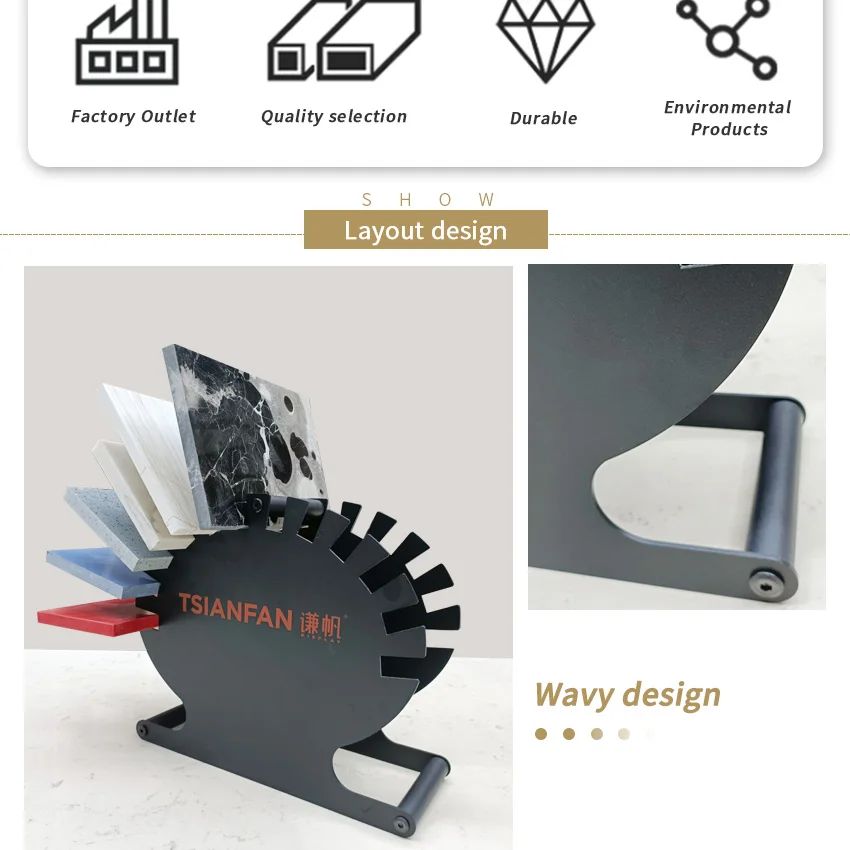 Ceramic Tile Rack Sample Tabletop Show Factory Custom Iron Arc Desktop Granite Rock Marble Quartz Countertop Stone Display Stand