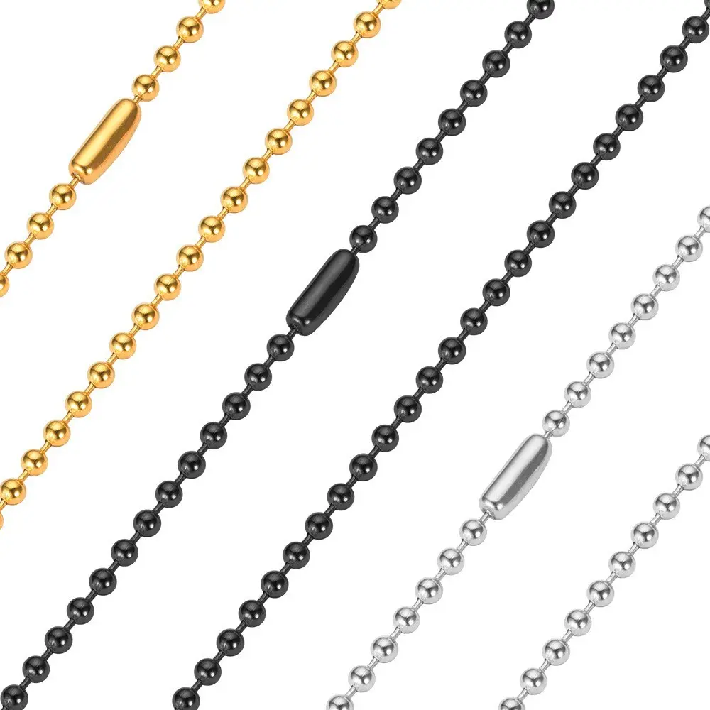 Alta qualità spessore 2.4mm 18K oro riempito ottone metallo rame catena rotonda perline catena a sfera collana creazione di gioielli fai da te