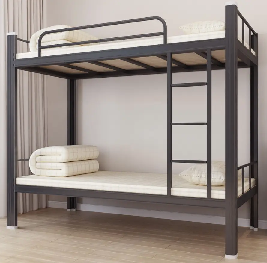 Сверхпрочная стальная металлическая двухъярусная кровать двуспальная двухъярусная кровать в металлической двухъярусной кровати для рабочих