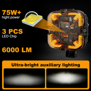 2025新品4インチ90WペアLEDドライビングライト8000LMオフロードライトIP67防水スクエアLEDポッドワークライト高低ビームDRL付き - Product Image 5