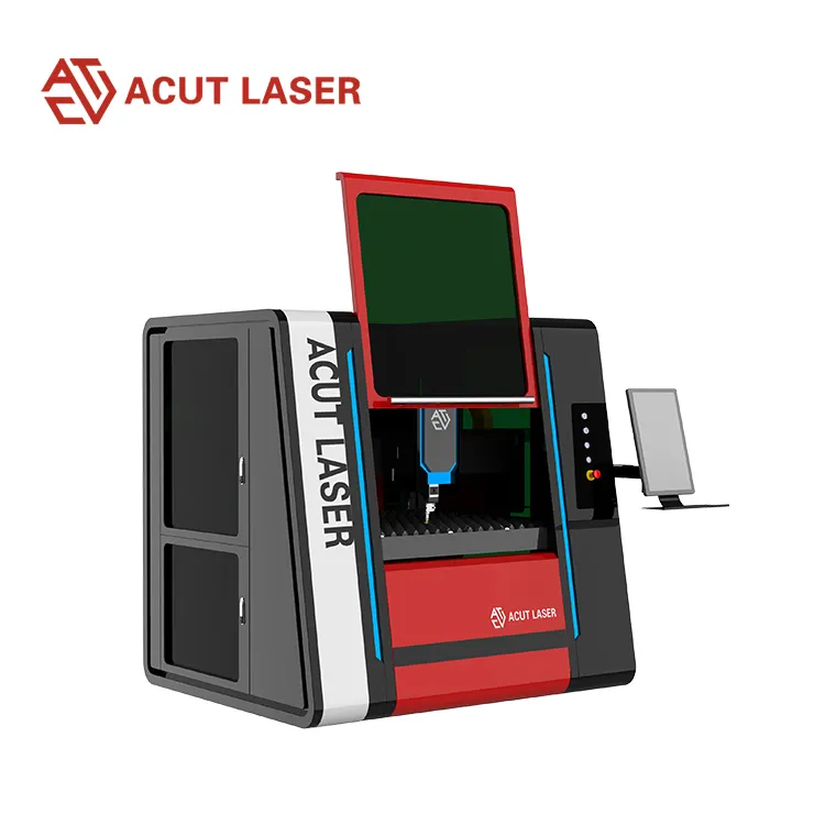 Mini Totalmente Coberto Máquina De Corte A Laser De Fibra De Alta Precisão