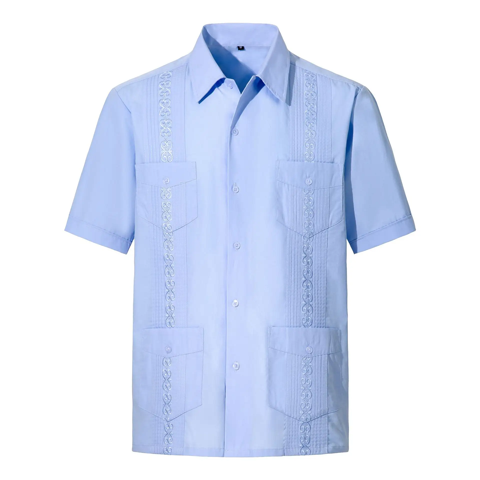 Camisas de manga corta para hombre, camisas de estilo cubano, Guayabera, Puerto Rico