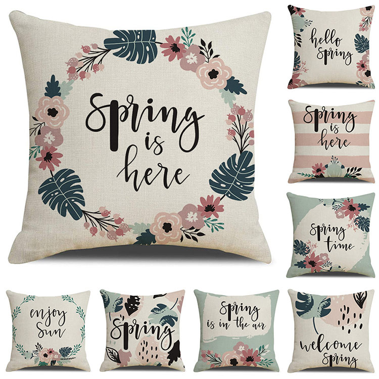 Geometric Linen Pillow Cover Cute Nordic Cushion Pillow Cover Digital Printing Car Sofa Bed Cushion Cover