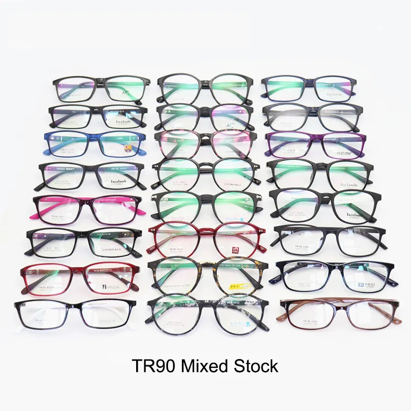 모듬 혼합 TR90 스톡 안경 남녀 공용 혼합 색상 및 모델 광학 안경 프레임
