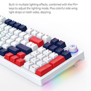 Teclado mecánico de teclas H96 con perilla Teclado para juegos 3 modos RGB Anti-Ghosting Teclado inalámbrico de intercambio en caliente - Product Image 4