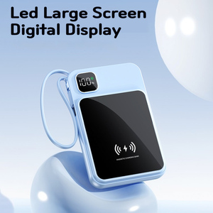Slim Power Bank Built in Cables <strong>Wireless</strong> Battery 10000 Mah Magnetic Mobile Phones Smart Portable Power Banks