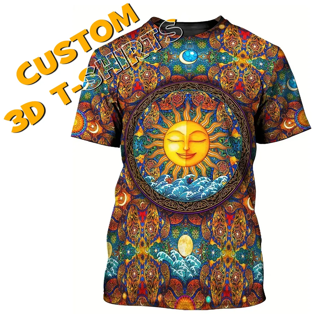 Groothandel 100% Katoen Polyester Plus Size Vrouwen 3d Patroon Print T-Shirt Custom 3d Grafische Digitale Print T-Shirts Heren