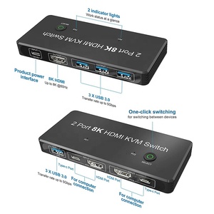 8K 2Port HDMI <strong>2</strong> Port <strong>KVM</strong> <strong>Switch</strong> 2x1 <strong>2</strong> in <strong>1</strong> Out USB 3.0 <strong>KVM</strong> <strong>Switch</strong> HDMI <strong>2</strong>.<strong>1</strong> Switcher <strong>2</strong> <strong>Input</strong> <strong>1</strong> <strong>Output</strong> Support Led Indicators