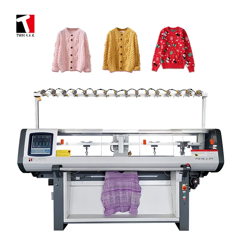Máquina de tejer automática para suéter, sistema único de 52 pulgadas, 10G