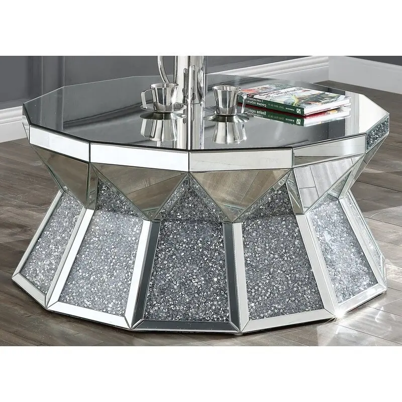 Tocador moderno con espejo, sala de estar grande para mesa de centro de té, Diamante aplastado, redondo