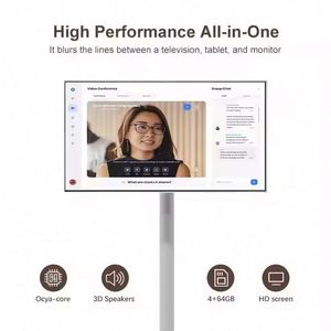 Tv portátil móvil de 19 pulgadas con ruedas, pantalla táctil inteligente interactiva de 1080P con soporte ajustable, Tv inteligente Ips para estudio - Product Image 4