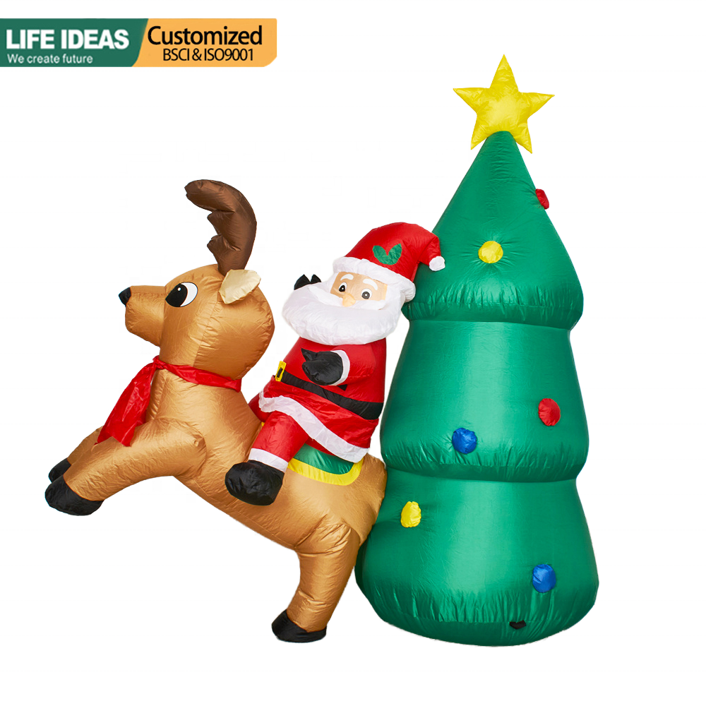 5FT gonfiabile Santa Riding slitta con albero di natale