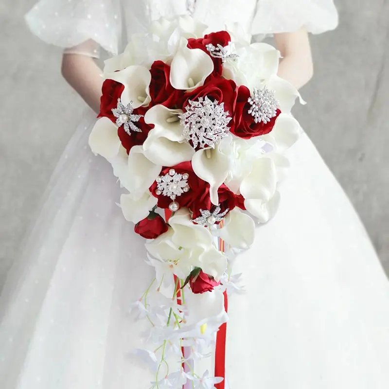 V1027 Mori matrimonio all'aperto e al coperto bouquet da sposa PU calla giglio di matrimonio pianificazione di scena fotografia