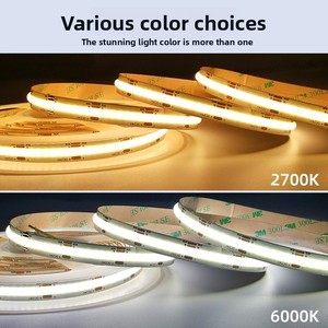 แถบไฟ LED 12V หรี่แสงได้480LED/ม. CRI90 6.6มม. 2เส้น COB พร้อมสวิตช์ควบคุมระยะไกลและการจัดอันดับ IP20
