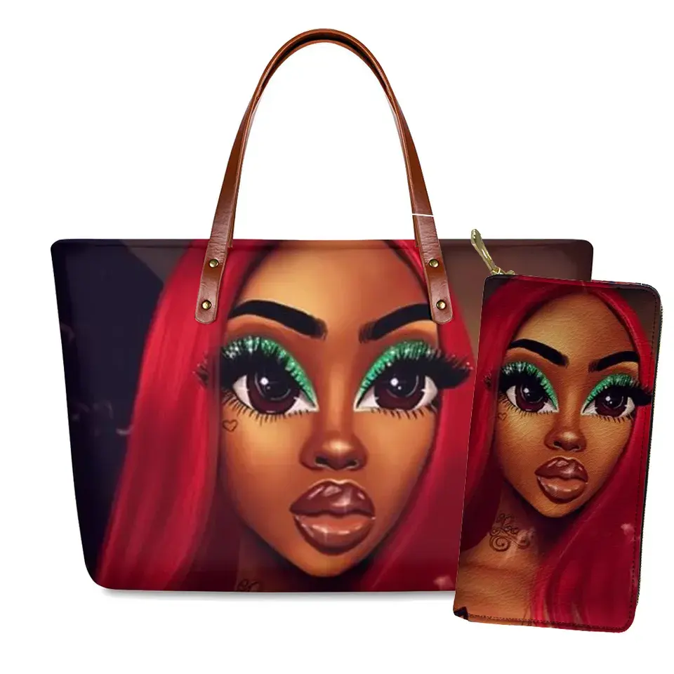 女性のための素敵なハンドバッグアフリカ系アメリカ人の女の子黒人芸術の財布とハンドバッグ2023女性最新デザインの女の子のハンドバッグカスタム