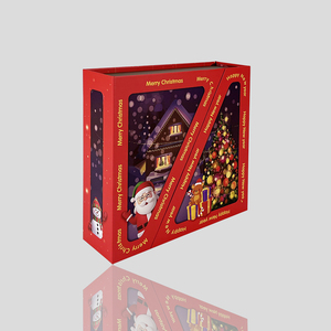 OEM özel Advent takvim noel kutusu ile Santa ayı ve kardan adam tasarım kabartmalı toptan perakende için kuşe kağıt düşük adedi - Product Image 3