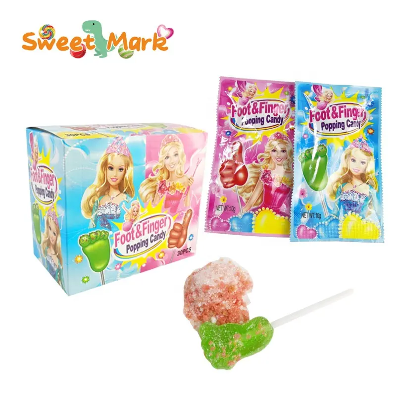 Grappige Voet Vinger Vormige Lollipop Popping Snoep En Sweets