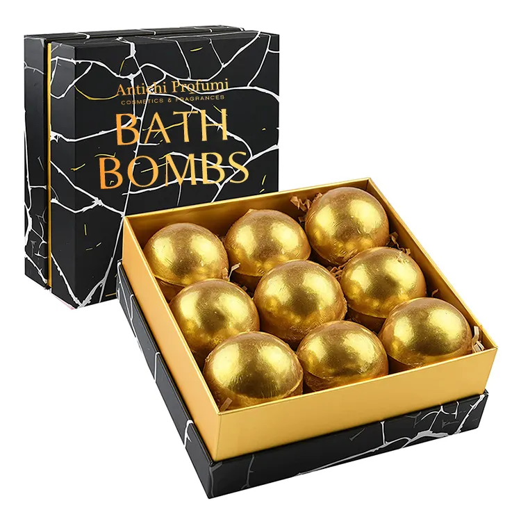 Özel Logo organik BathBomb E vitamini Shea yağı Spa banyo bombalar Fizzies özelleştirilmiş altın banyo bombaları