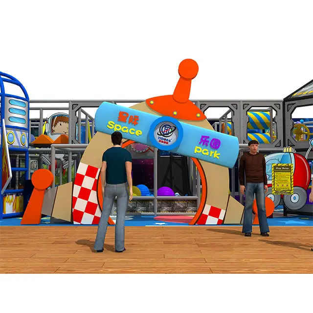 2024 nuovo Design 160 mq 3 livelli a tema spaziale per bambini parco giochi sportivo commerciale per bambini in plastica doppio scivolo
