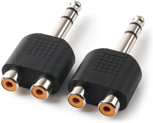 1/4 pulgadas 6,35mm macho a 2 cabezales de audio RCA hembra, 1/4 pulgadas 6,35mm M One-Two RCA F Adaptador de audio de interconexión ESTÉREO - Product Image 3