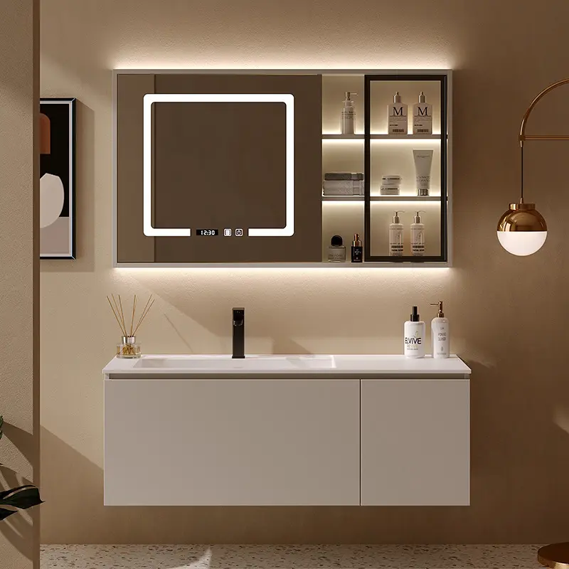 Mobiletto del lavandino del bagno del piedistallo di alta qualità In vanità del bagno dell'armadietto del bagno del Pvc di legno