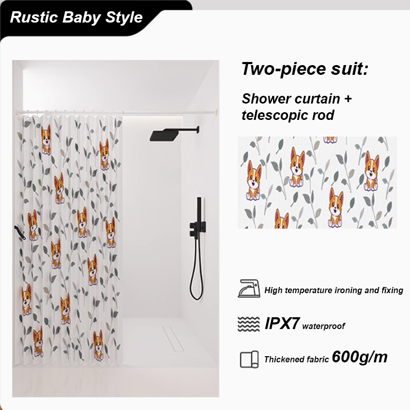 Rustic babay-shower curtain+Telescopic rod