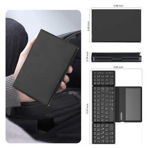Mini teclado plegable triple Teclado inalámbrico de cuero con panel táctil Teclado portátil para Windows Android IOS iPad Phone - Product Image 6