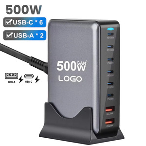 PSDA 500W Gan 8 port hızlı şarj istasyonu 6 USB-C ve 2 USB-A Hub blok masaüstü güç şarj 100W 65W PD çıkış uygun - Product Image 1