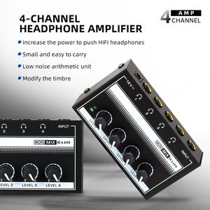 Mini Home Studio Stereo Audio Equipment 4 Channel Headphone <strong>Amplifier</strong> with 4 X 6.35mm Earphone <strong>Outputs</strong> Interface - Product Image 5