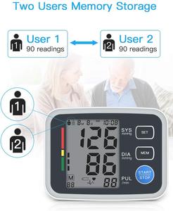 Finicare 스마트 가압 팔 스타일 힌트 대형 LCD 백라이트 자동 전원 오프 의료 혈압 모니터 성인 - Product Image 4