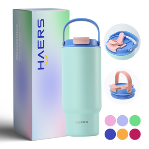 Haers Hot Bán cốc cà phê 32oz cốc cốc bằng thép không gỉ cốc chân không với tay cầm di động 2 trong 1 nắp - Product Image 1