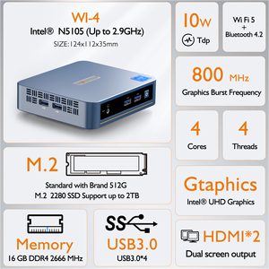 Mini PC Peladn portátil, asequible y duradero, procesador Intel N5105, rendimiento de alto costo, ordenador 8G DDR4 256GB - Product Image 3