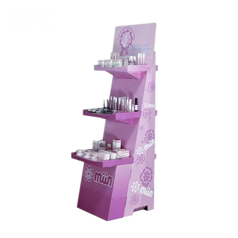 Merchandising di Trucco Cosmetico Cartone Pavimento In Piedi Display Rack